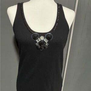 Tory Burch Black Embellished Tank Top